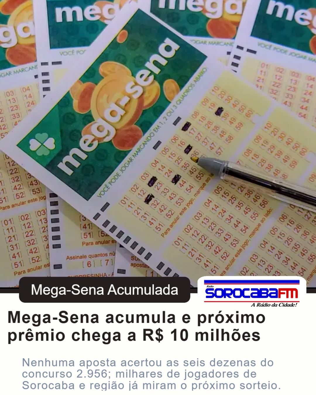 Mega-Sena acumula e próximo prêmio chega a R$ 10 milhões