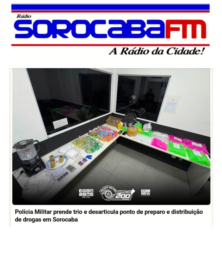 PM prende cinco pessoas e apreende mais de 20 kg de drogas em Sorocaba