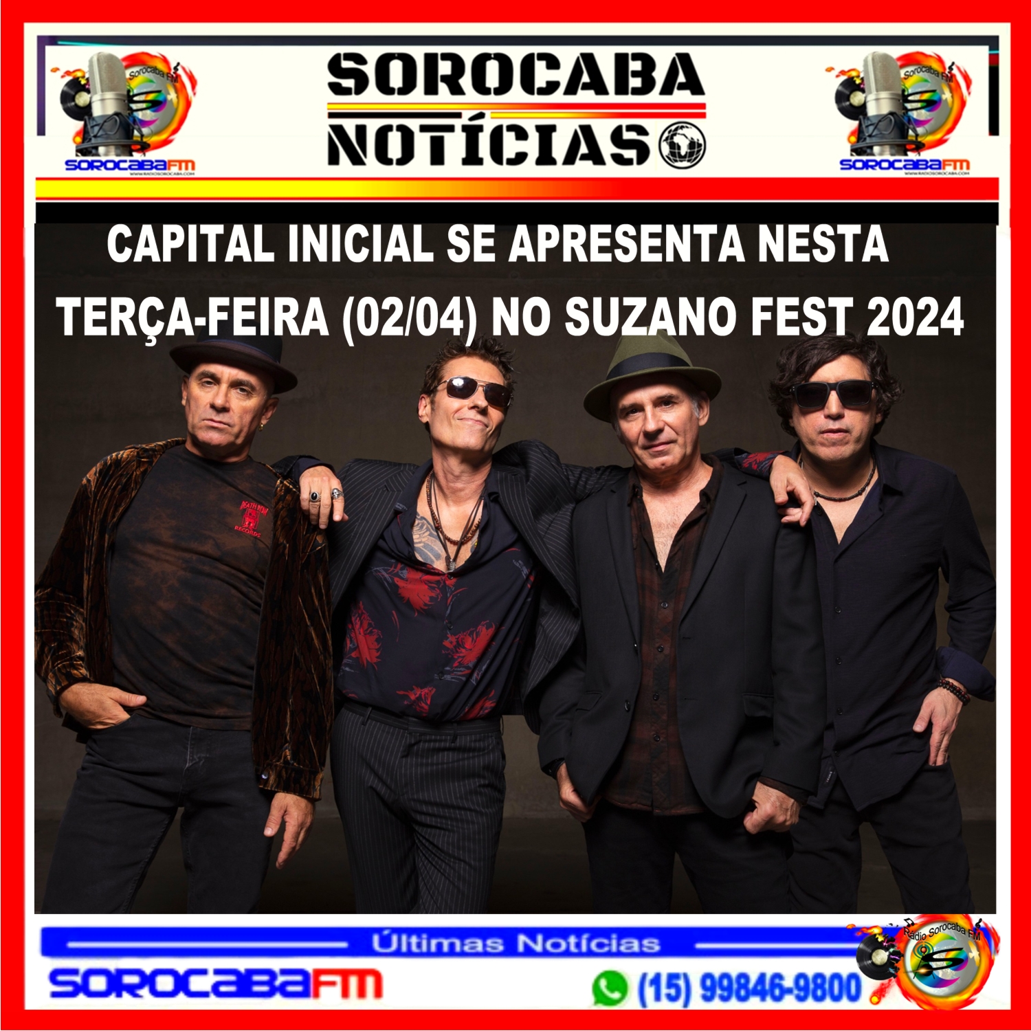 CAPITAL INICIAL SE APRESENTA NESTA TERÇA-FEIRA (02/04) NO SUZANO FEST 2024