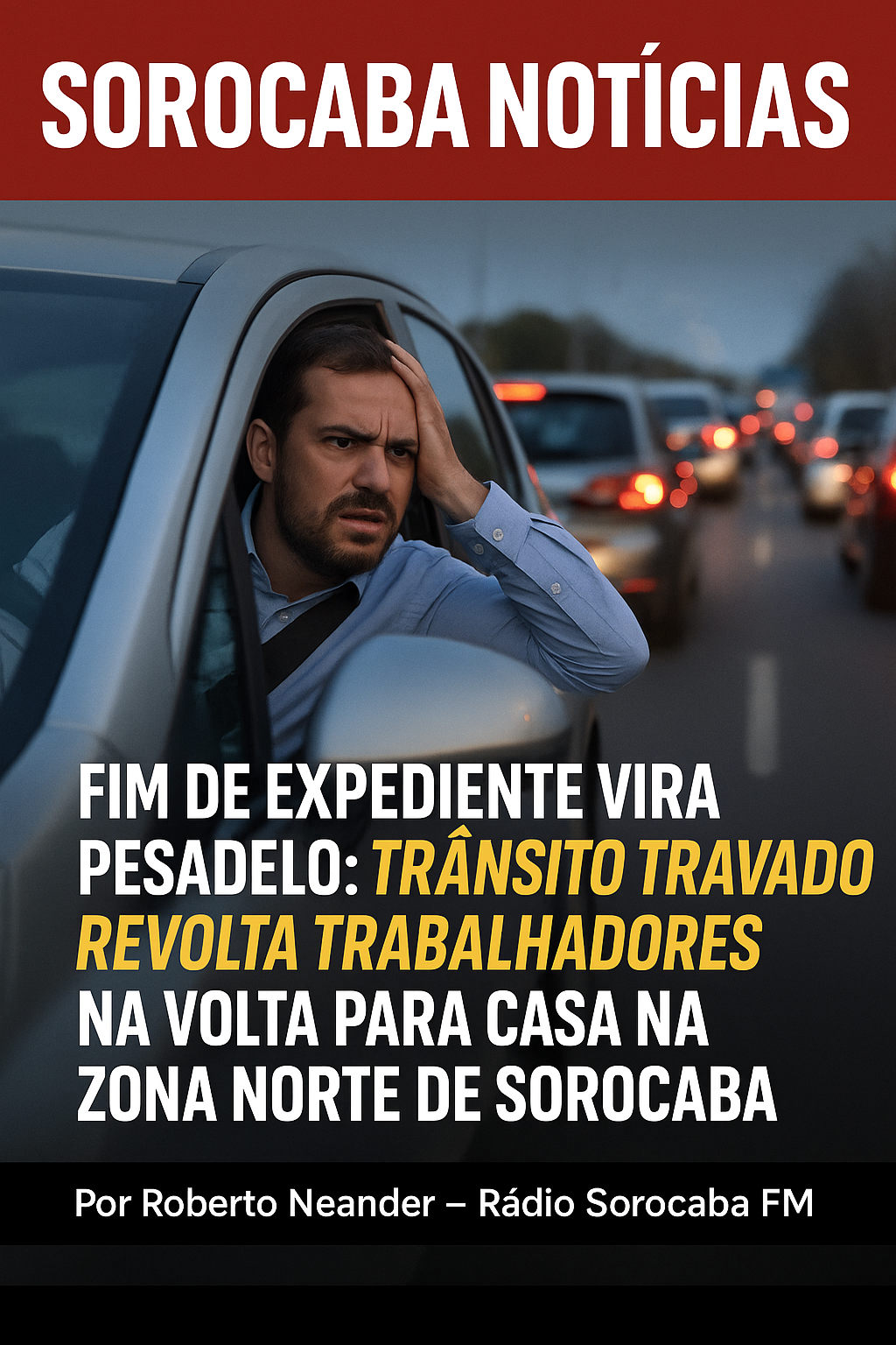Fim de expediente vira pesadelo: trânsito travado revolta trabalhadores na volta para casa