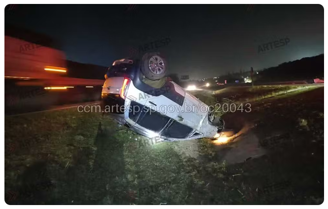 Capotamento na SP-75 deixa um morto e quatro feridos em Itu
