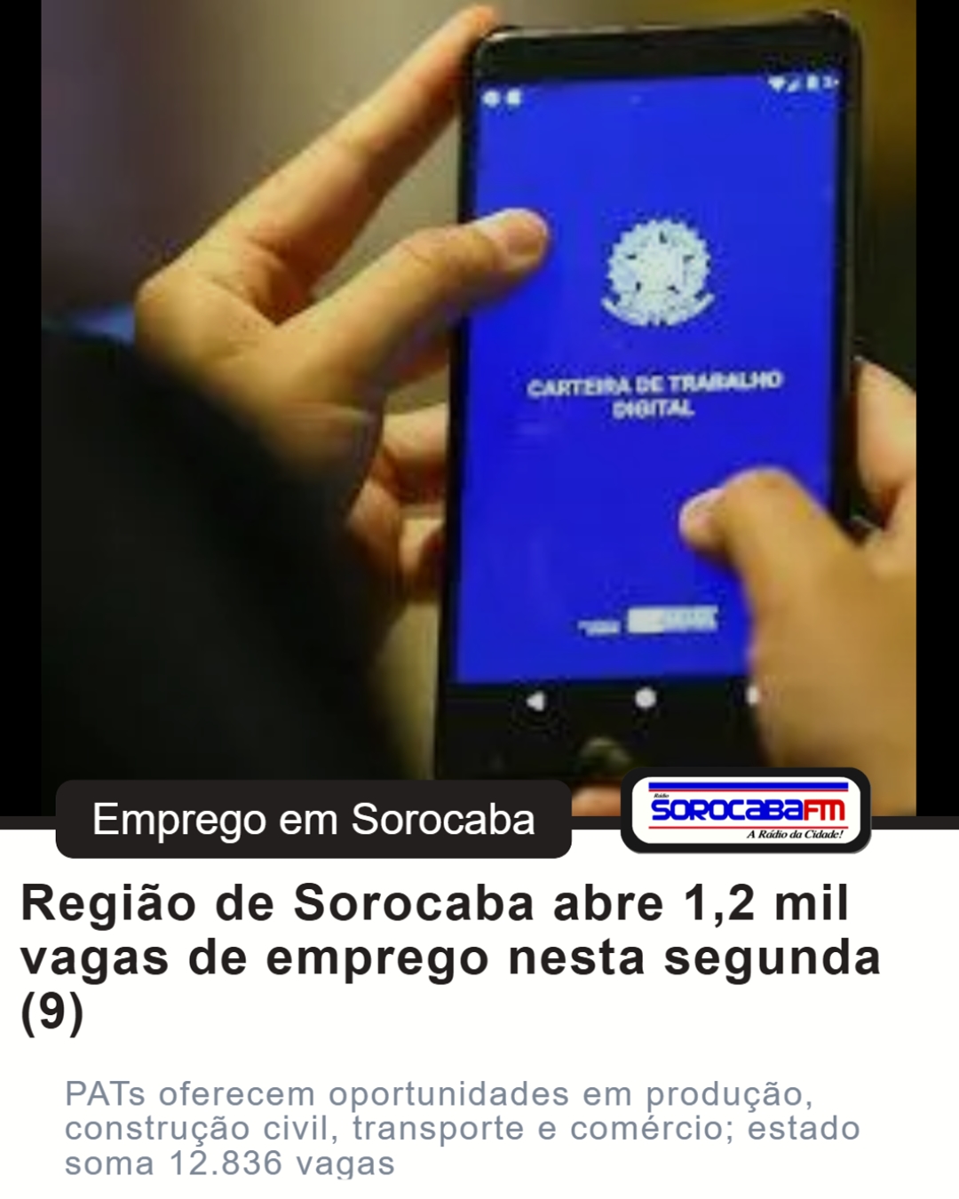 Região de Sorocaba abre 1,2 mil vagas de emprego nesta segunda (9)