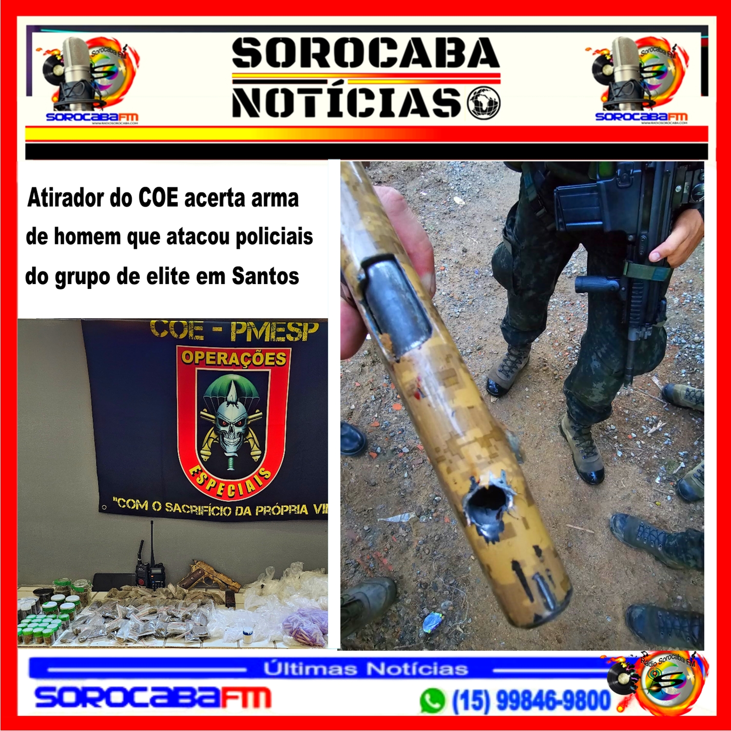 Atirador do COE acerta arma de homem que atacou policiais do grupo de elite em Santos
