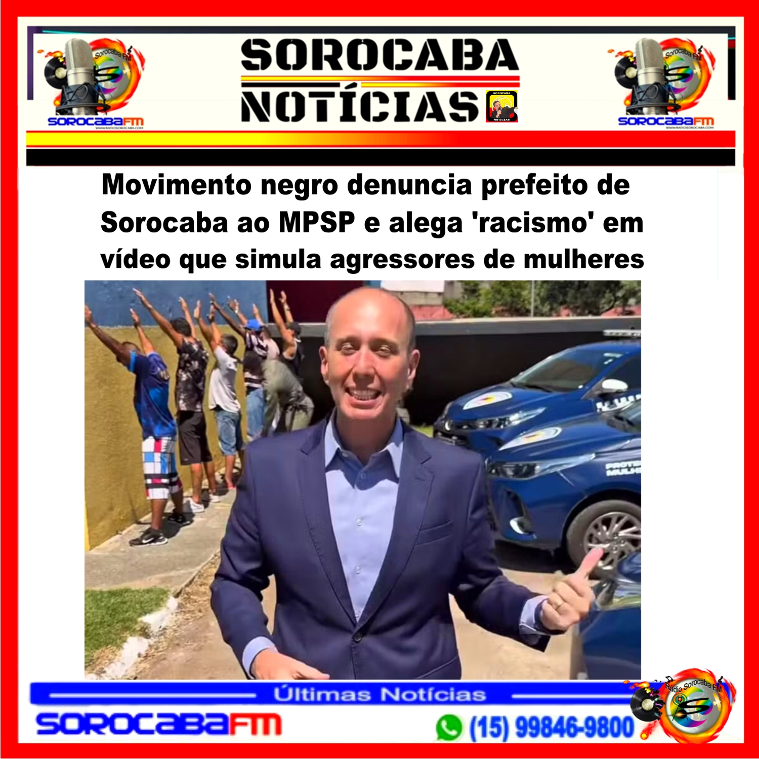 Movimento negro denuncia prefeito de Sorocaba ao MPSP e alega 'racismo' em vídeo que simula agressores de mulheres