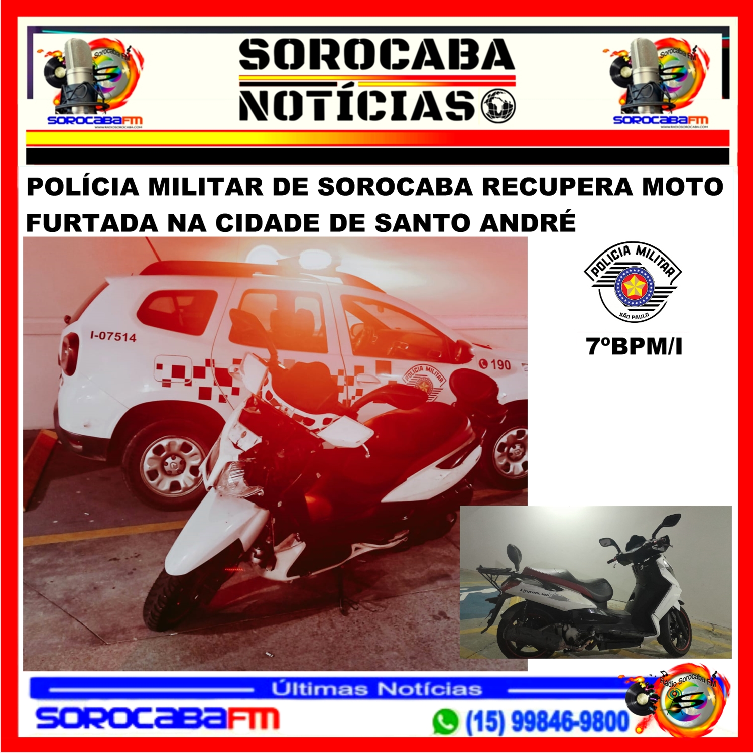 POLÍCIA MILITAR DE SOROCABA RECUPERA MOTO FURTADA NA CIDADE DE SANTO ANDRÉ