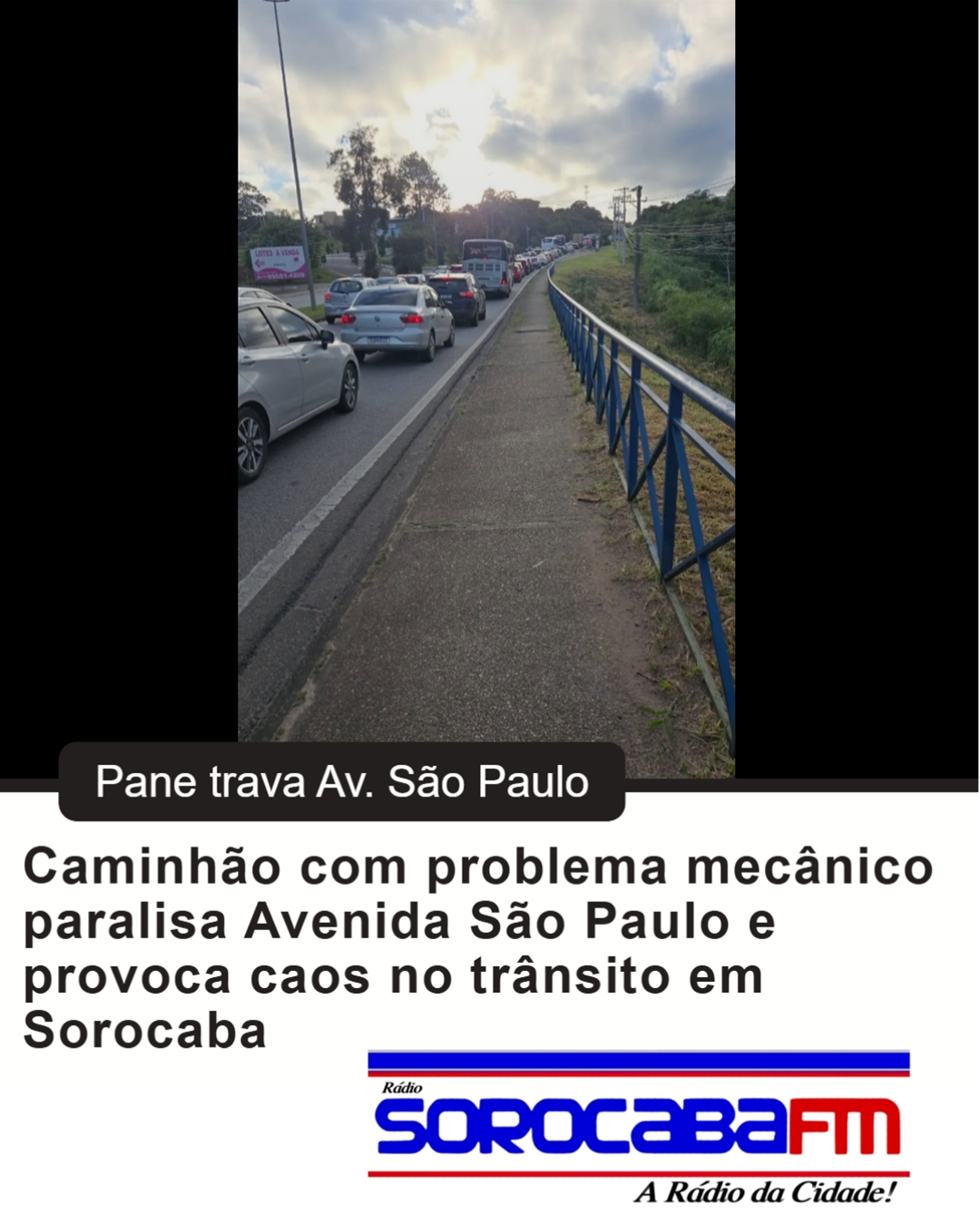 Caminhão com problema mecânico paralisa Avenida São Paulo e provoca caos no trânsito em Sorocaba